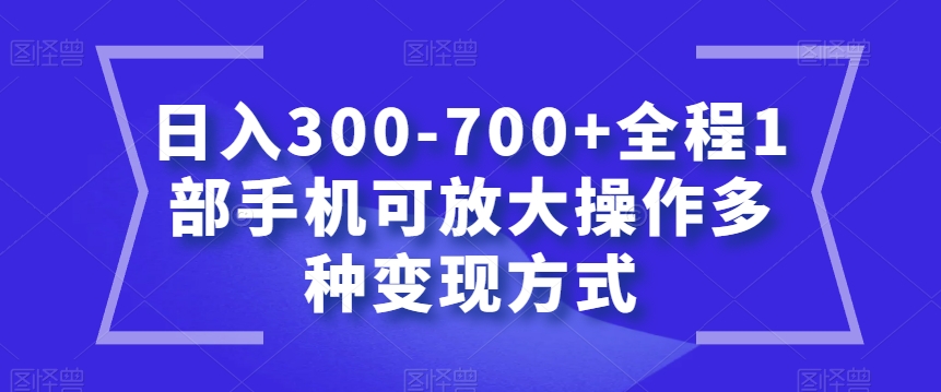 日入300-700+全程1部手机可放大操作多种变现方式【揭秘】_中创网,自媒体短视频教学_网创项目_网络创业无忧资源网