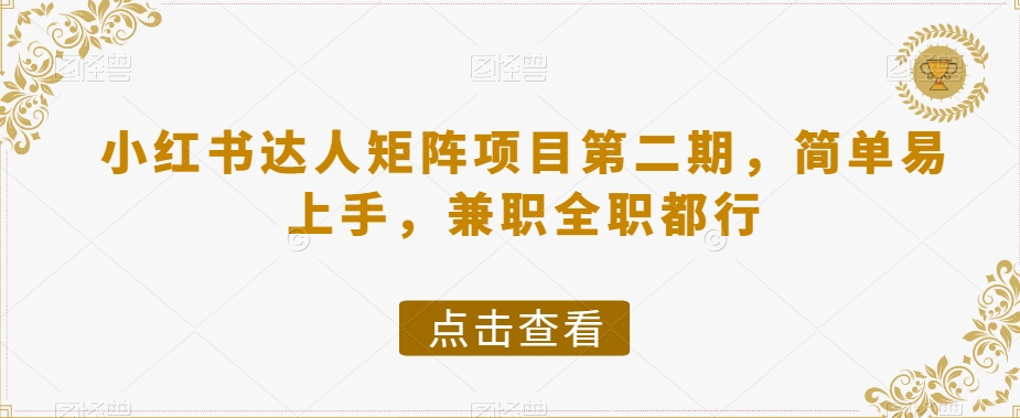 小红书达人矩阵项目第二期，简单易上手，兼职全职都行_中创网,自媒体短视频教学_网创项目_网络创业无忧资源网