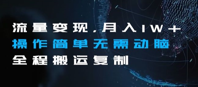 流量变现，月入1W+操作简单无需动脑全程搬运复制【揭秘】_中创网,自媒体短视频教学_网创项目_网络创业无忧资源网