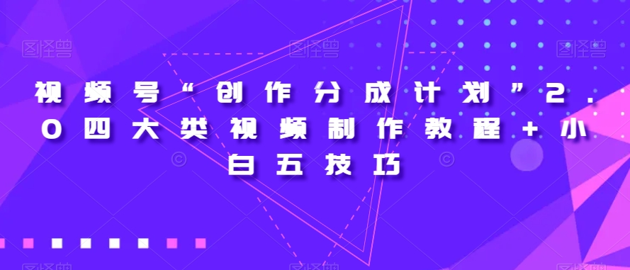 视频号“创作分成计划”2.0四大类视频制作教程+小白五技巧【揭秘】_中创网,自媒体短视频教学_网创项目_网络创业无忧资源网