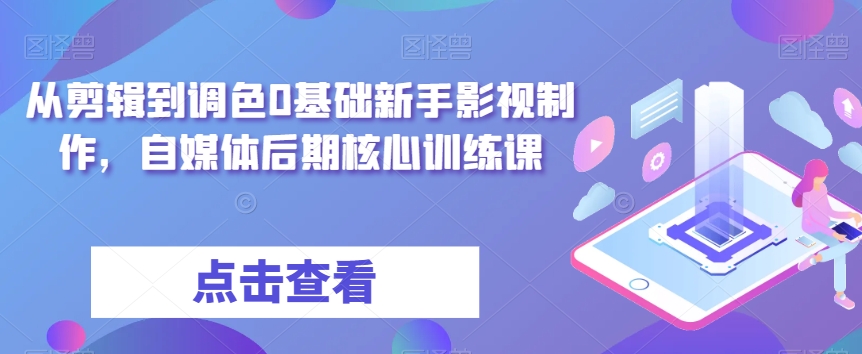 从剪辑到调色0基础新手影视制作，自媒体后期核心训练课_中创网,自媒体短视频教学_网创项目_网络创业无忧资源网