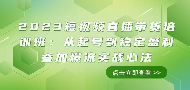 2023短视频直播带货培训班：从起号到稳定盈利叠加爆流实战心法（11节课）_中创网,自媒体短视频教学_网创项目_网络创业无忧资源网
