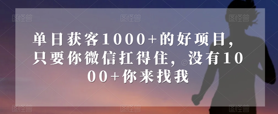单日获客1000+的好项目，只要你微信扛得住，没有1000+你来找我【揭秘】_中创网,自媒体短视频教学_网创项目_网络创业无忧资源网