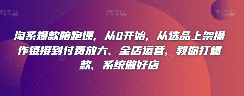 淘系爆款陪跑课，从0开始，从选品上架操作链接到付费放大、全店运营，教你打爆款、系统做好店_中创网,自媒体短视频教学_网创项目_网络创业无忧资源网