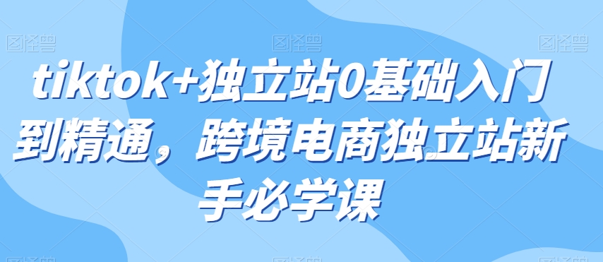 tiktok+独立站0基础入门到精通，跨境电商独立站新手必学课_中创网,自媒体短视频教学_网创项目_网络创业无忧资源网