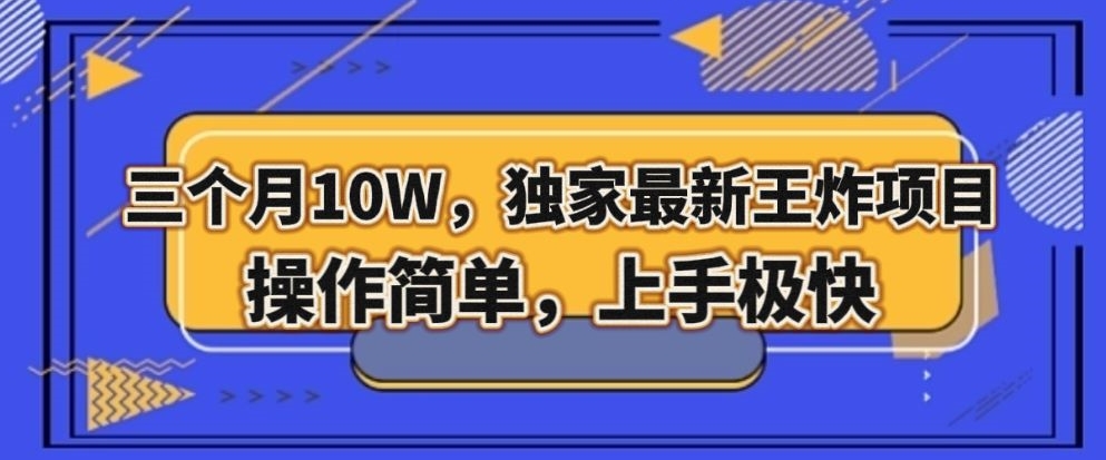 三个月10W，独家最新王炸项目！操作简单，上手极快【揭秘】_中创网,自媒体短视频教学_网创项目_网络创业无忧资源网