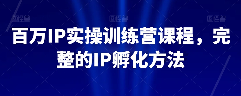 百万IP实操训练营课程，完整的IP孵化方法_中创网,自媒体短视频教学_网创项目_网络创业无忧资源网