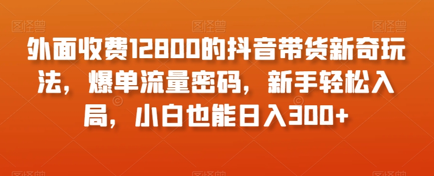 外面收费12800的抖音带货新奇玩法，爆单流量密码，新手轻松入局，小白也能日入300+【揭秘】_中创网,自媒体短视频教学_网创项目_网络创业无忧资源网
