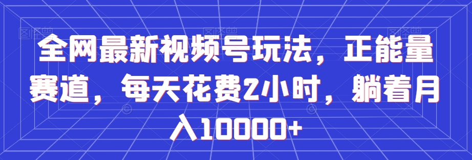 全网最新视频号玩法，正能量赛道，每天花费2小时，躺着月入10000+【揭秘】_中创网,自媒体短视频教学_网创项目_网络创业无忧资源网