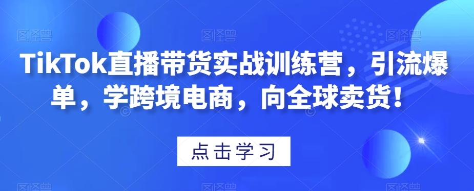 TikTok直播带货实战训练营，引流爆单，学跨境电商，向全球卖货！_中创网,自媒体短视频教学_网创项目_网络创业无忧资源网