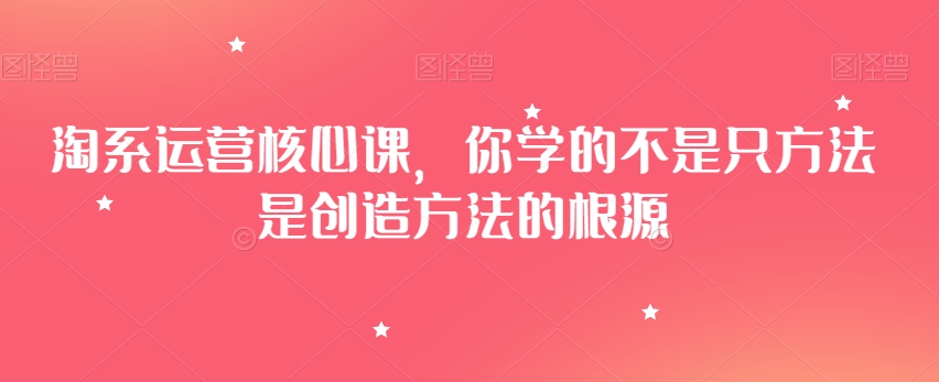 淘系运营核心课，你学的不是只方法是创造方法的根源_中创网,自媒体短视频教学_网创项目_网络创业无忧资源网