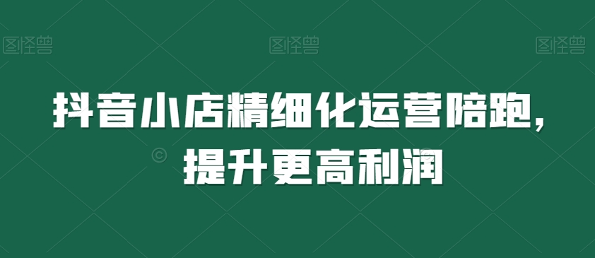 抖音小店精细化运营陪跑，提升更高利润_中创网,自媒体短视频教学_网创项目_网络创业无忧资源网