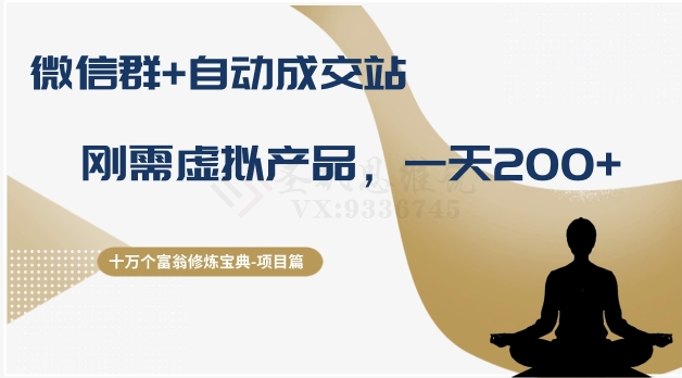 十万个富翁修炼宝典之8.微信群+自动成交站，刚需虚拟产品，一天200+_中创网,自媒体短视频教学_网创项目_网络创业无忧资源网