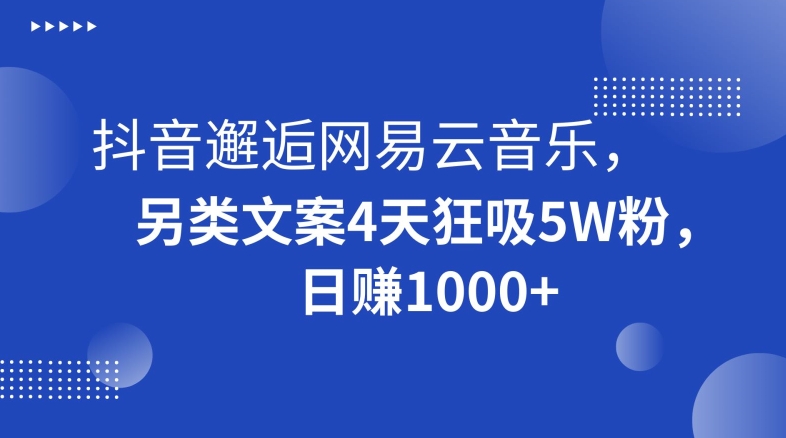 抖音邂逅网易云音乐，另类文案4天狂吸5W粉，日赚1000+【揭秘】_中创网,自媒体短视频教学_网创项目_网络创业无忧资源网