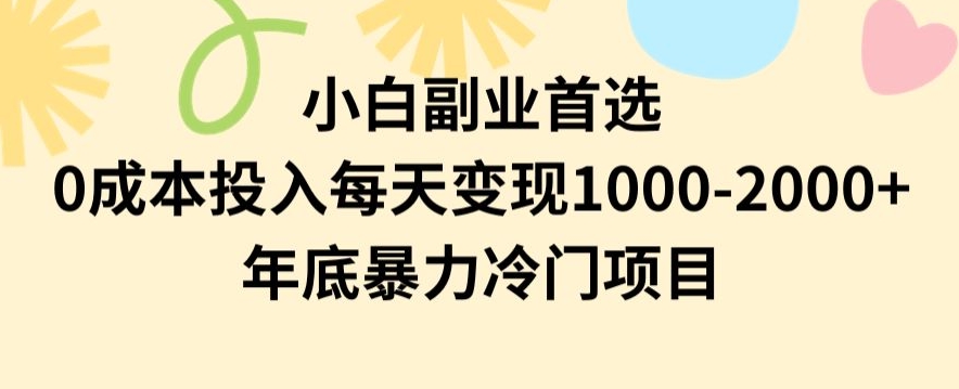 小白副业首选，0成本投入，每天变现1000-2000年底暴力冷门项目【揭秘】_中创网,自媒体短视频教学_网创项目_网络创业无忧资源网