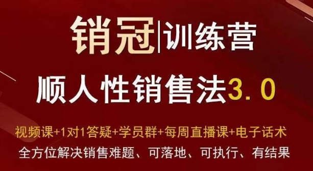 爆款！销冠训练营3.0之顺人性销售法，全方位解决销售难题、可落地、可执行、有结果_中创网,自媒体短视频教学_网创项目_网络创业无忧资源网