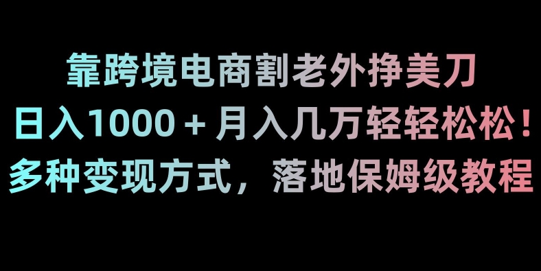 靠跨境电商割老外挣美刀，日入1000＋月入几万轻轻松松！多种变现方式，落地保姆级教程【揭秘】_中创网,自媒体短视频教学_网创项目_网络创业无忧资源网