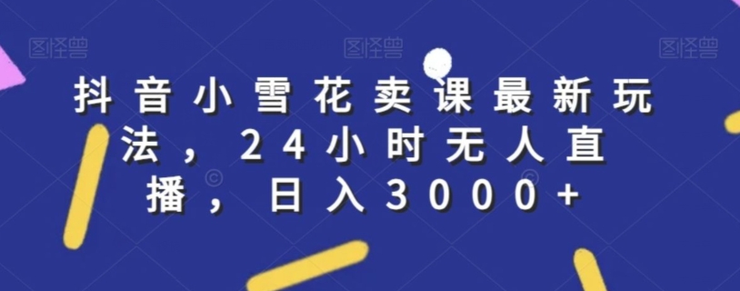 抖音小雪花卖课最新玩法，24小时无人直播，日入3000+【揭秘】_中创网,自媒体短视频教学_网创项目_网络创业无忧资源网