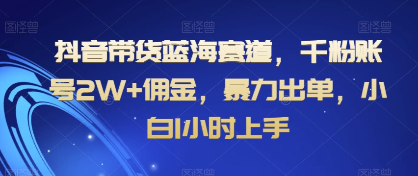 抖音带货蓝海赛道，千粉账号2W+佣金，暴力出单，小白1小时上手【揭秘】_中创网,自媒体短视频教学_网创项目_网络创业无忧资源网