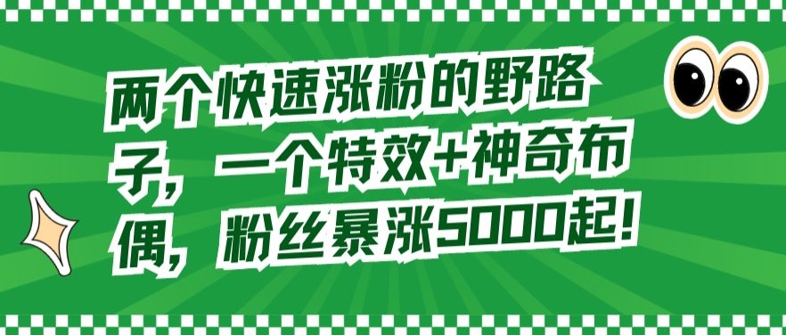 两个快速涨粉的野路子，一个特效+神奇布偶，粉丝暴涨5000起【揭秘】_中创网,自媒体短视频教学_网创项目_网络创业无忧资源网