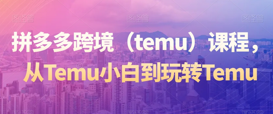 拼多多跨境（temu）课程，从Temu小白到玩转Temu_中创网,自媒体短视频教学_网创项目_网络创业无忧资源网