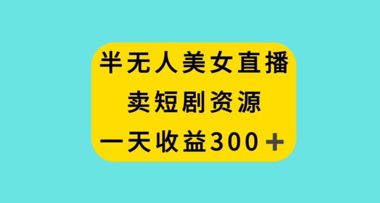 半无人美女直播，卖短剧资源，一天收益300+【揭秘】_中创网,自媒体短视频教学_网创项目_网络创业无忧资源网