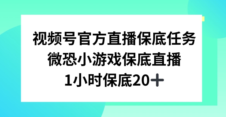 视频号直播任务，微恐小游戏，1小时20+【揭秘】_中创网,自媒体短视频教学_网创项目_网络创业无忧资源网