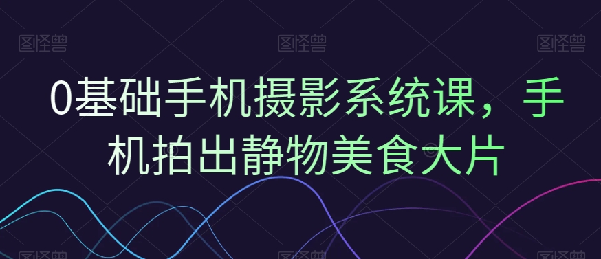 0基础手机摄影系统课，手机拍出静物美食大片_中创网,自媒体短视频教学_网创项目_网络创业无忧资源网