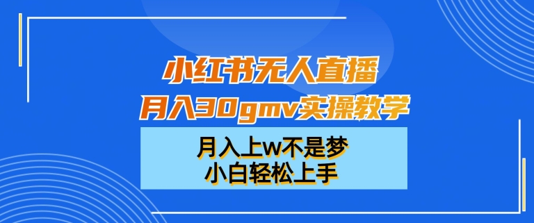 小红书无人直播月入30gmv实操教学，月入上w不是梦，小白轻松上手【揭秘】_中创网,自媒体短视频教学_网创项目_网络创业无忧资源网