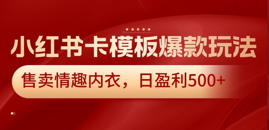小红书卡模板爆款玩法，售卖情趣内衣，日盈利500+【揭秘】_中创网,自媒体短视频教学_网创项目_网络创业无忧资源网