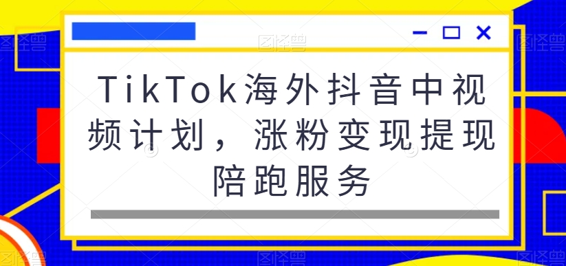 TikTok海外抖音中视频计划，涨粉变现提现陪跑服务_中创网,自媒体短视频教学_网创项目_网络创业无忧资源网