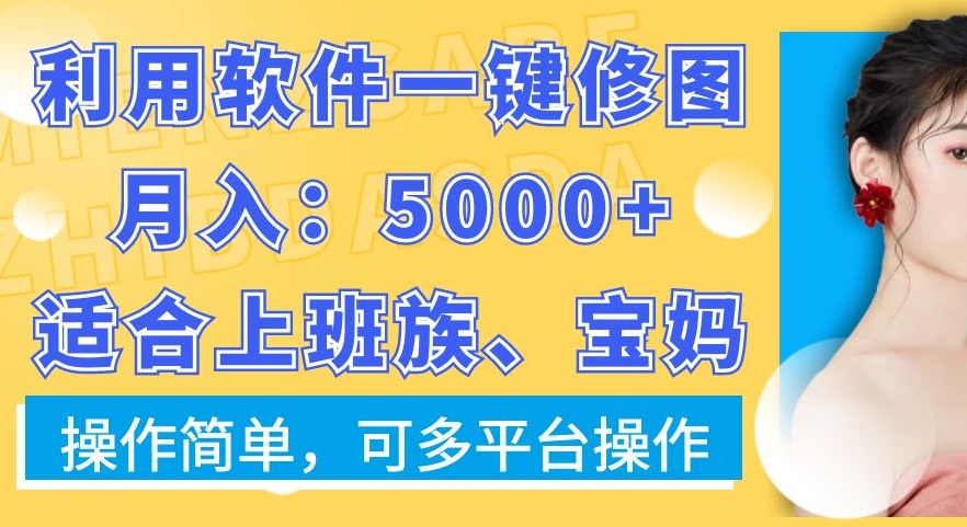 利用软件一键修图月入5000+，适合上班族、宝妈，操作简单，可多平台操作【揭秘】_中创网,自媒体短视频教学_网创项目_网络创业无忧资源网