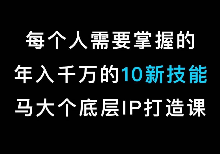 马大个的IP底层逻辑课，​每个人需要掌握的年入千万的10新技能，约会底层IP打造方法！_中创网,自媒体短视频教学_网创项目_网络创业无忧资源网
