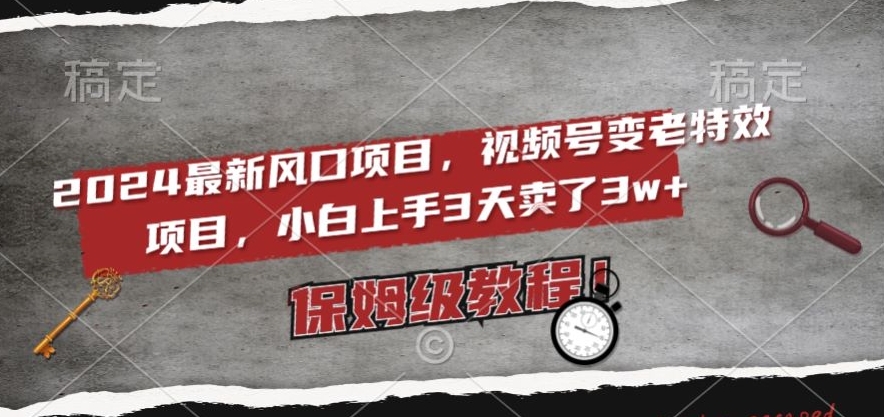 2024最新风口项目，视频号变老特效项目，电脑小白上手3天卖了3w+，保姆级教程【揭秘】_中创网,自媒体短视频教学_网创项目_网络创业无忧资源网