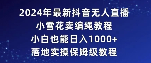 2024年抖音最新无人直播小雪花卖编绳项目，小白也能日入1000+落地实操保姆级教程【揭秘】_中创网,自媒体短视频教学_网创项目_网络创业无忧资源网