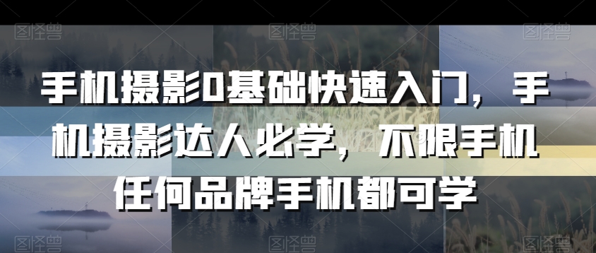 手机摄影0基础快速入门，手机摄影达人必学，不限手机任何品牌手机都可学_中创网,自媒体短视频教学_网创项目_网络创业无忧资源网