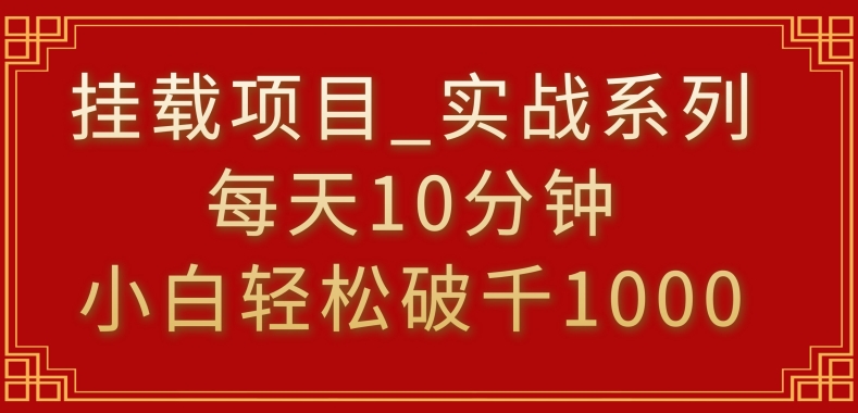 挂载项目，小白轻松破1000，每天10分钟，实战系列保姆级教程【揭秘】_中创网,自媒体短视频教学_网创项目_网络创业无忧资源网