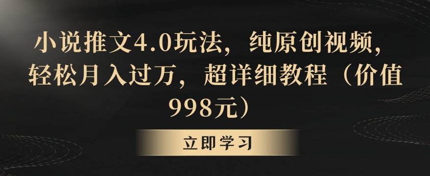 小说推文4.0玩法，纯原创视频，轻松月入过万，超详细教程（价值998元）【揭秘】_中创网,自媒体短视频教学_网创项目_网络创业无忧资源网