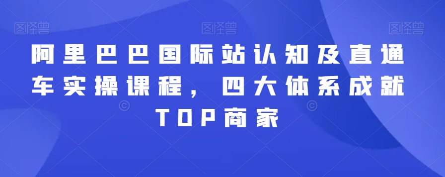 阿里巴巴国际站认知及直通车实操课程，四大体系成就TOP商家_中创网,自媒体短视频教学_网创项目_网络创业无忧资源网
