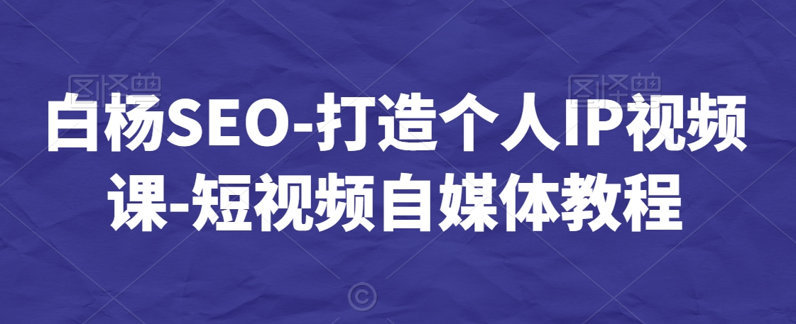 白杨SEO-打造个人IP视频课-短视频自媒体教程_中创网,自媒体短视频教学_网创项目_网络创业无忧资源网