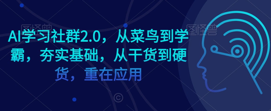 AI学习社群2.0，从菜鸟到学霸，夯实基础，从干货到硬货，重在应用_中创网,自媒体短视频教学_网创项目_网络创业无忧资源网