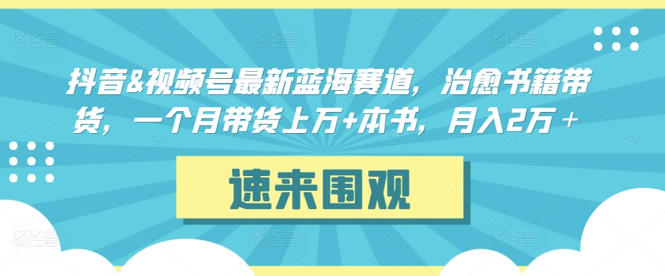 抖音&视频号最新蓝海赛道，治愈书籍带货，一个月带货上万+本书，月入2万＋【揭秘】_中创网,自媒体短视频教学_网创项目_网络创业无忧资源网