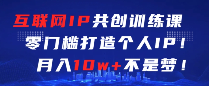 互联网IP共创训练课，零门槛零基础打造个人IP，月入10w+不是梦【揭秘】_中创网,自媒体短视频教学_网创项目_网络创业无忧资源网