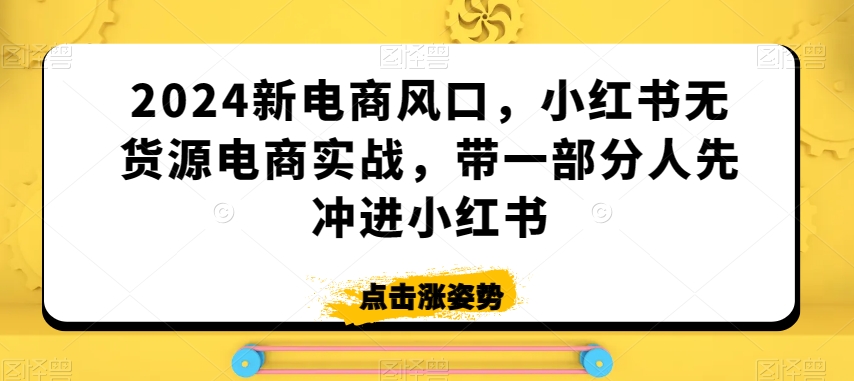 2024新电商风口，小红书无货源电商实战，带一部分人先冲进小红书_中创网,自媒体短视频教学_网创项目_网络创业无忧资源网