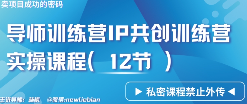 导师训练营3.0IP共创训练营私密实操课程（12节）-卖项目的密码成功秘诀【揭秘】_中创网,自媒体短视频教学_网创项目_网络创业无忧资源网