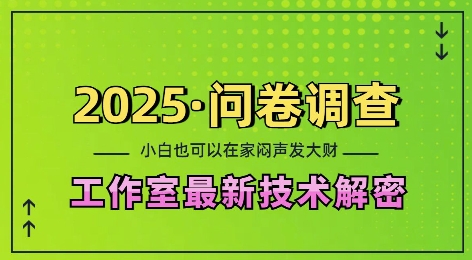 2025问卷调查最新工作室技术解密：一个人在家也可以闷声发大财，小白一天2张，可矩阵放大【揭秘】_中创网,自媒体短视频教学_网创项目_网络创业无忧资源网
