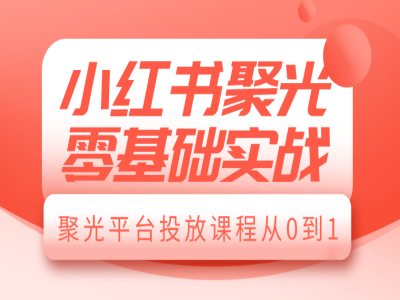小红书聚光零基础实战，聚光平台投放课程从0到1_中创网,自媒体短视频教学_网创项目_网络创业无忧资源网