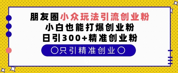 朋友圈小众玩法引流创业粉，小白也能打爆创业粉，日引300+精准创业粉【揭秘】_中创网,自媒体短视频教学_网创项目_网络创业无忧资源网