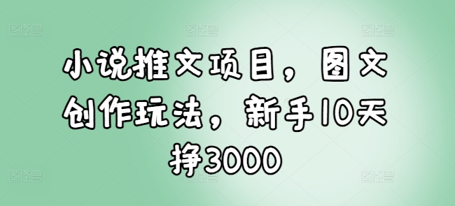 小说推文项目，图文创作玩法，新手10天挣3000_中创网,自媒体短视频教学_网创项目_网络创业无忧资源网