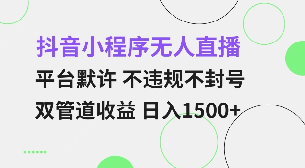 抖音小程序无人直播 平台默许 不违规不封号 双管道收益 日入多张 小白也能轻松操作【仅揭秘】_中创网,自媒体短视频教学_网创项目_网络创业无忧资源网